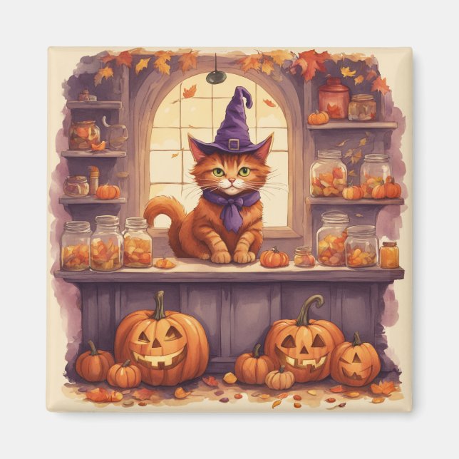 imán de gato de halloween #3 (Frente)