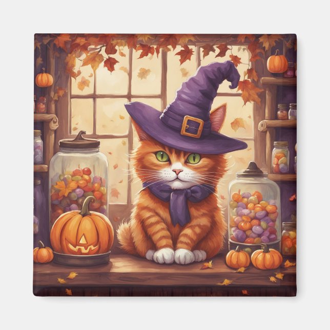 imán de gato de halloween #4 (Frente)