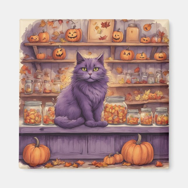 imán de gato de halloween #5 (Frente)
