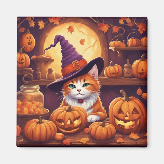 imán de gato de halloween #7 (Frente)