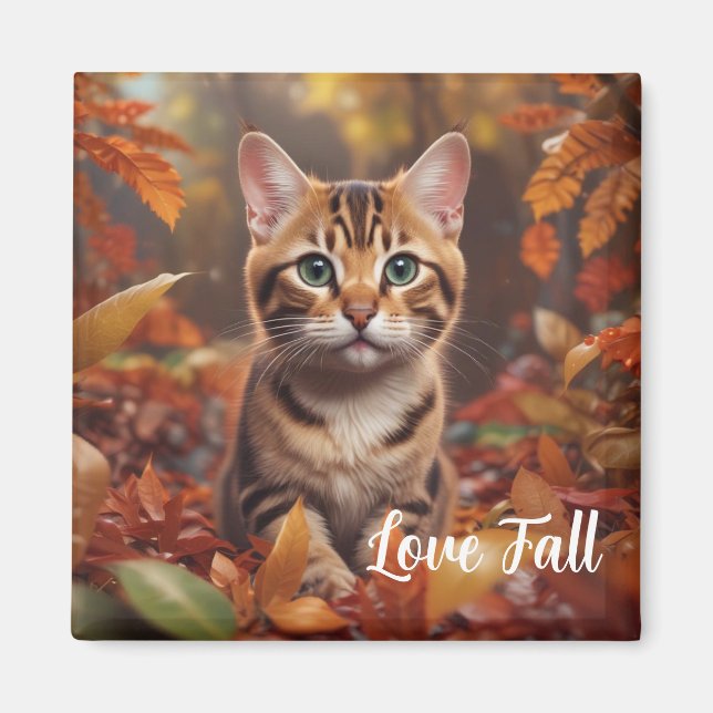 Imán de gato de otoño (Frente)