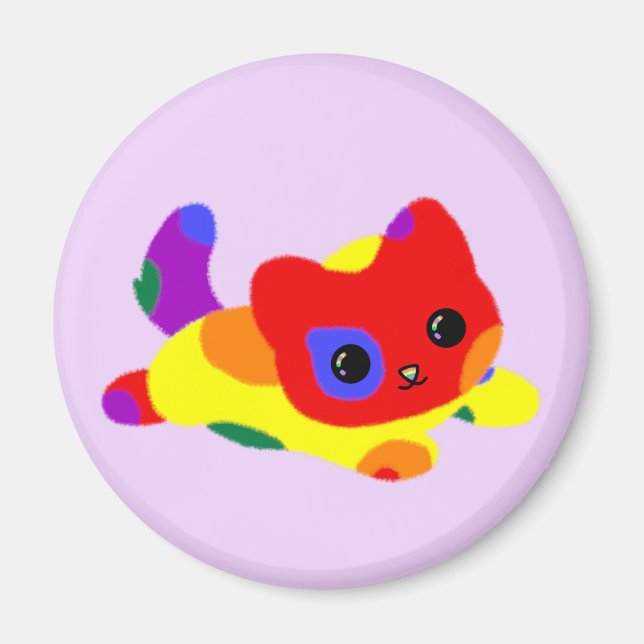 Imán de gato del Orgullo LGBT+ (Frente)