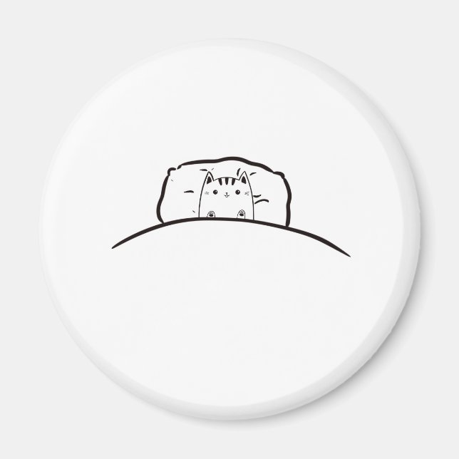 Imán de gato en cama, imán de gato lindo (Frente)