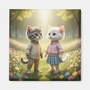 Imán de gato lindo de primavera Tom & Luna Flowe