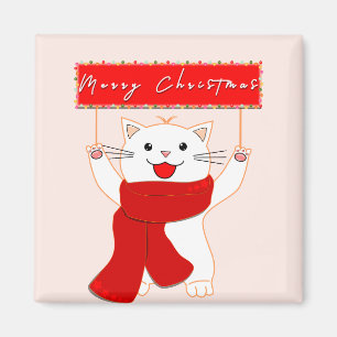 Imán de gato lindo   Feliz Navidad