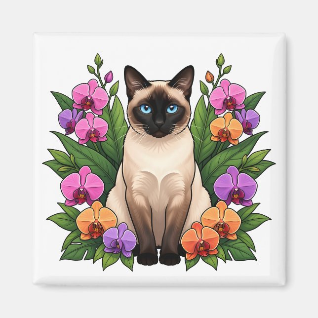 imán de gato siamés botánico (Frente)