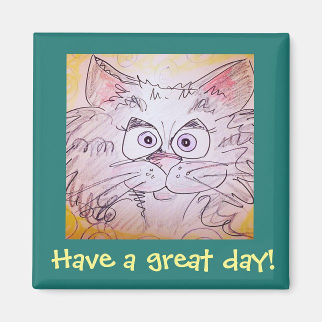 imán de gatos de ojos grandes - azul (Frente)