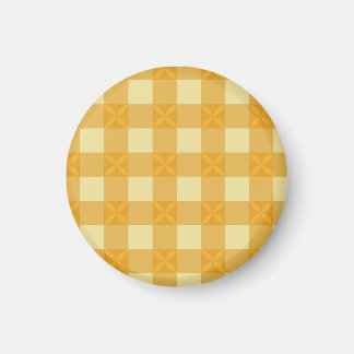 Imán de Gingham Amarillo y Pétalos Amarillos
