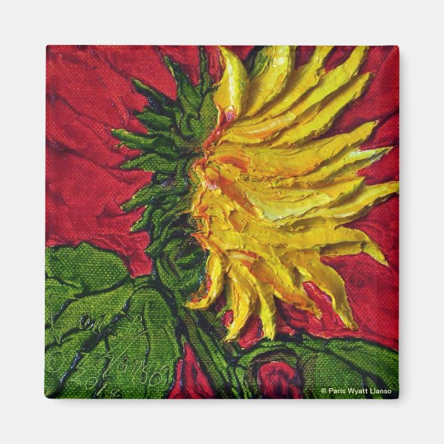 Imán de girasol amarillo (Frente)