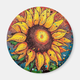 Imán de girasol. Flor. colorido