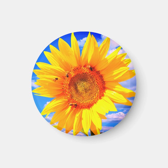 Imán de girasol y abejas (Frente)