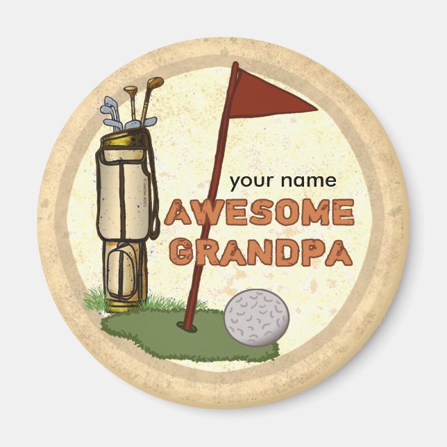 Imán de golf Awesome Grandpa (Frente)
