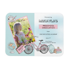 Imán de graduación azul rosado de preescolar lindo