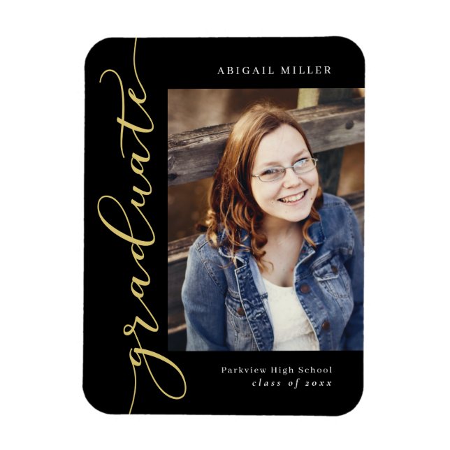 Imán de graduación de COLOR EDITABLE de escritura  (Vertical)