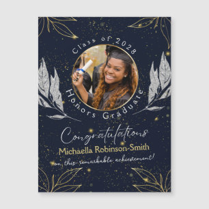 Imán de graduación de felicitaciones elegante dora