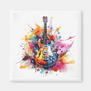 imán de guitarra eléctrica de acuarela