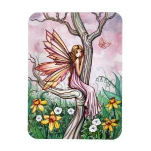 Imán de hada de flor de narciso de primavera