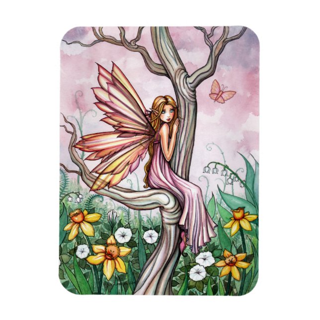 Imán de hada de flor de narciso de primavera (Vertical)