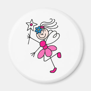 Imán de hadas del ángel del palillo rosado