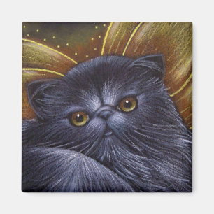Imán de hadas persa negro del gato