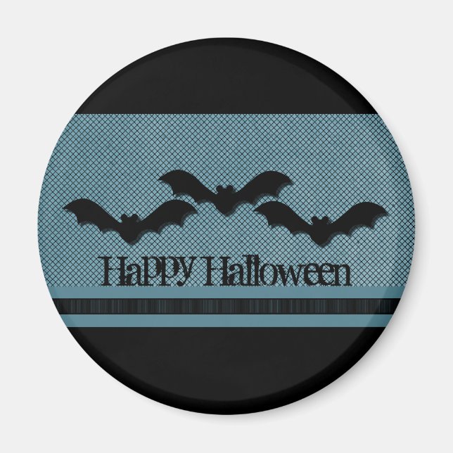 Imán de Halloween de Bats espeluznantes, azul oscu (Frente)