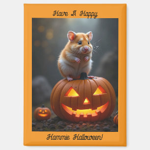 Imán de Halloween de hámster y calabazas
