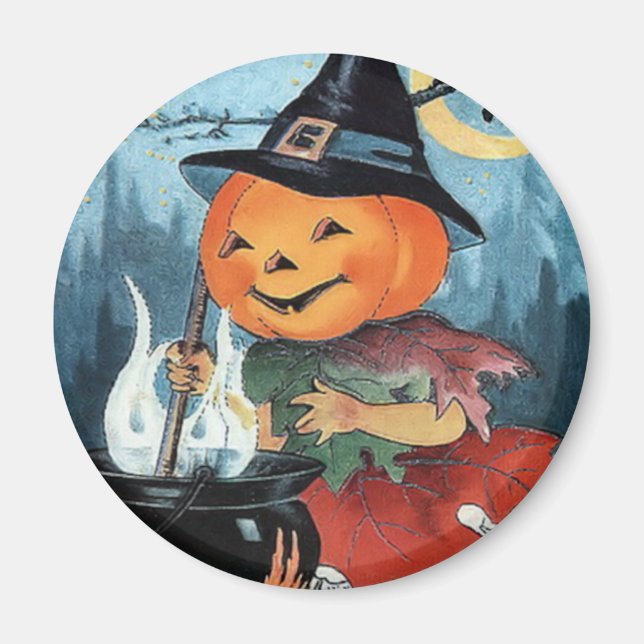 Imán de Halloween de la Bruja de la Calabaza (Frente)