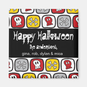 Imán de Halloween de los cráneos y de los huesos