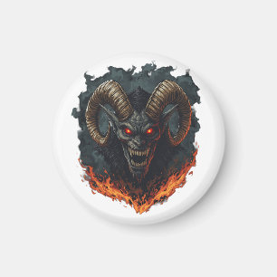 Imán de Halloween gótico de demonio carnero espelu