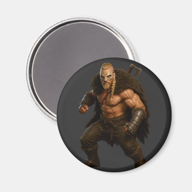Imán de héroe bárbaro vikingo (Anverso/Reverso)