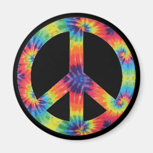 Imán de hippie de signo de paz arcoíris