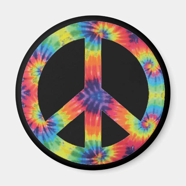 Imán de hippie de signo de paz arcoíris (Frente)