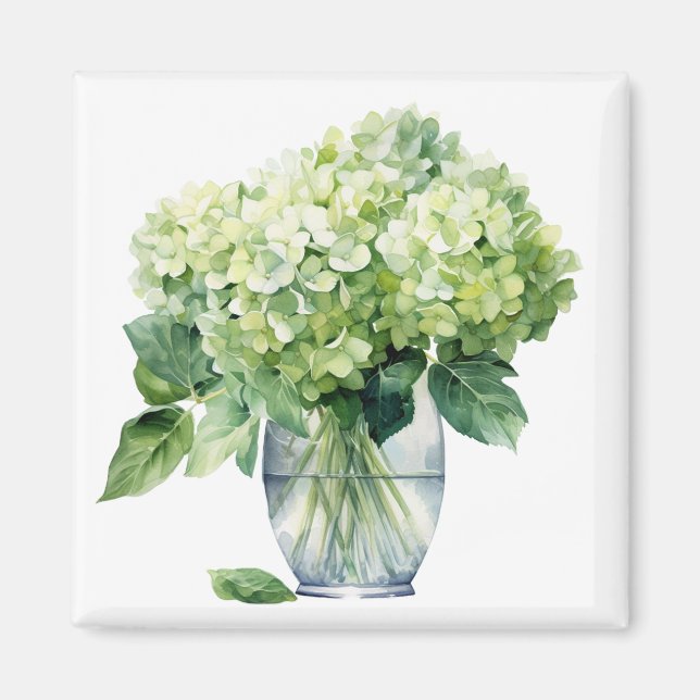 Imán de Hortensia Verde   (Frente)