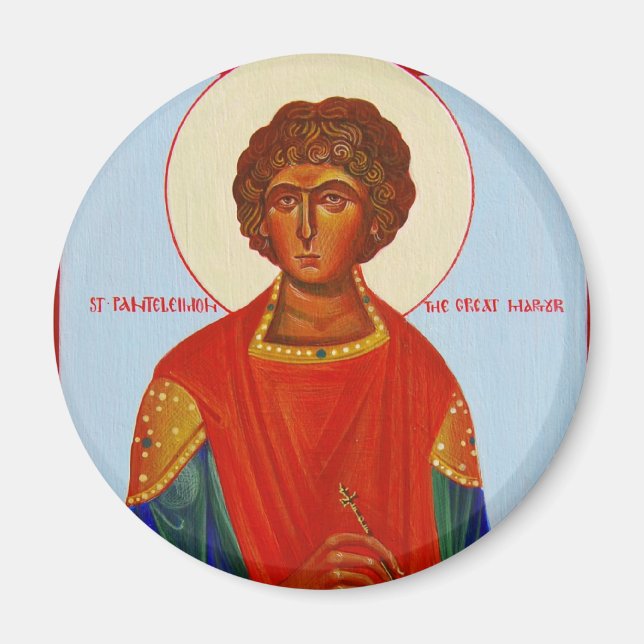 Imán de icono ortodoxo de Saint Panteleimon (Frente)