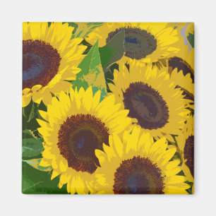 Imán de impresión de girasoles de verano amarill
