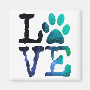 Imán de impresión de Love, Dog Paw