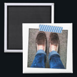Imán de Instagram con cinta de washi de rayas azul<br><div class="desc">� 2birdstone 2014 todos los derechos reservados.</div>