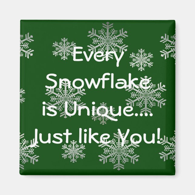 Imán de invierno de Personalizable de copos de nie (Frente)