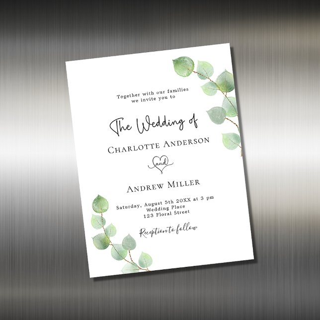 Imán de invitación a bodas botánicas Eucalyptus (Subido por el creador)