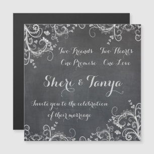 Imán de invitación a la boda de diseño de tablero
