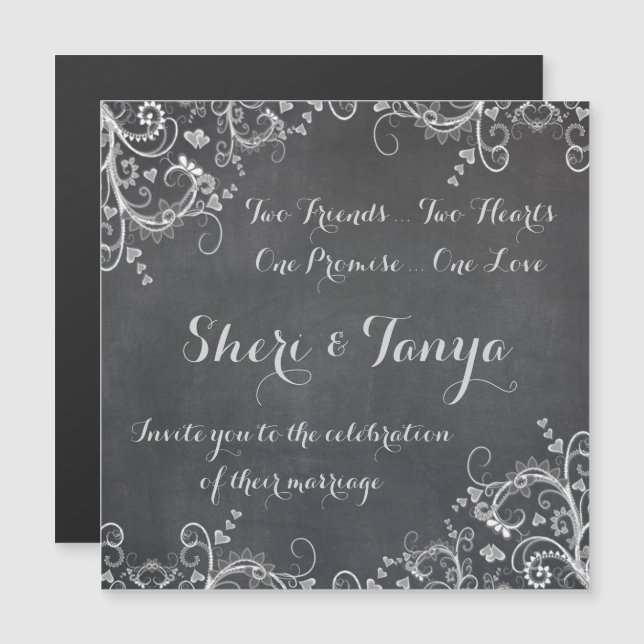 Imán de invitación a la boda de diseño de tablero  (Anverso/Reverso)