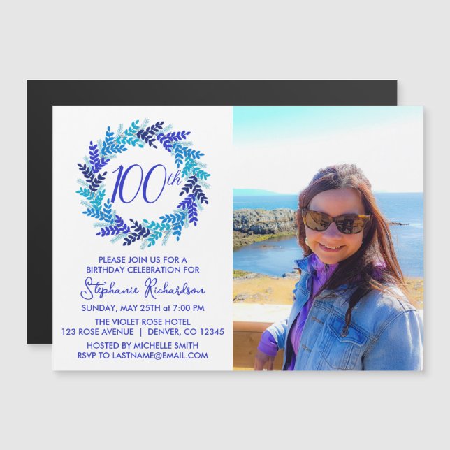 Imán de invitación a la fiesta de cumpleaños númer (Anverso/Reverso)