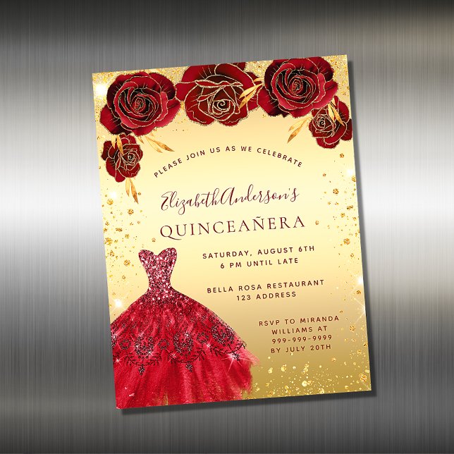 Imán de invitación a la vestimenta roja de oro de  (Subido por el creador)