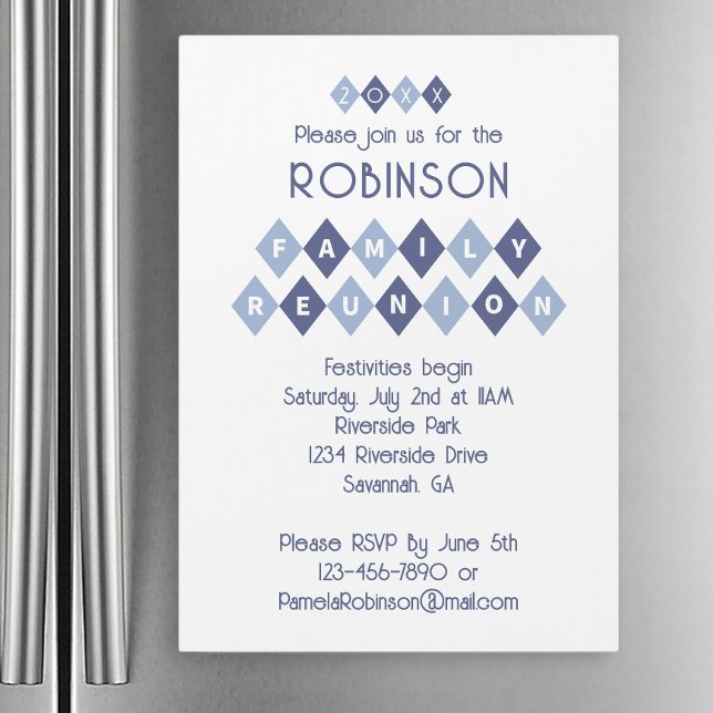 Imán de invitación al partido Personalizado Reunió (Family Reunion Custom Party Invitation Magnetic Card)