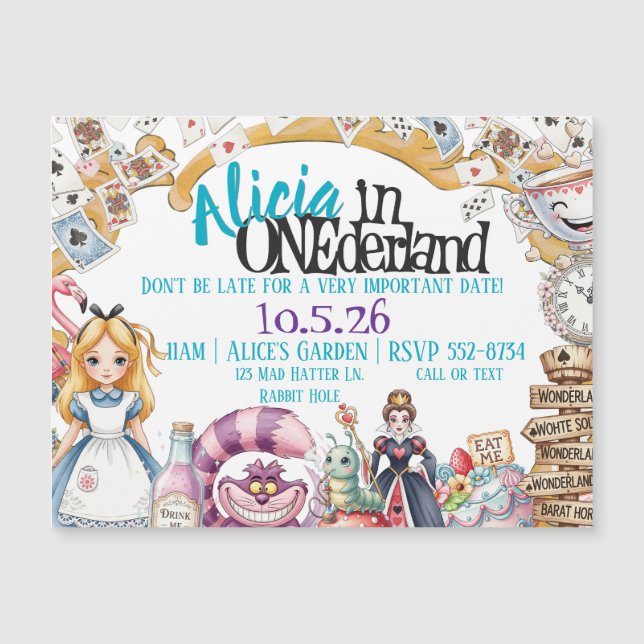 Imán de invitación al primer cumpleaños de ONEderl (Anverso)