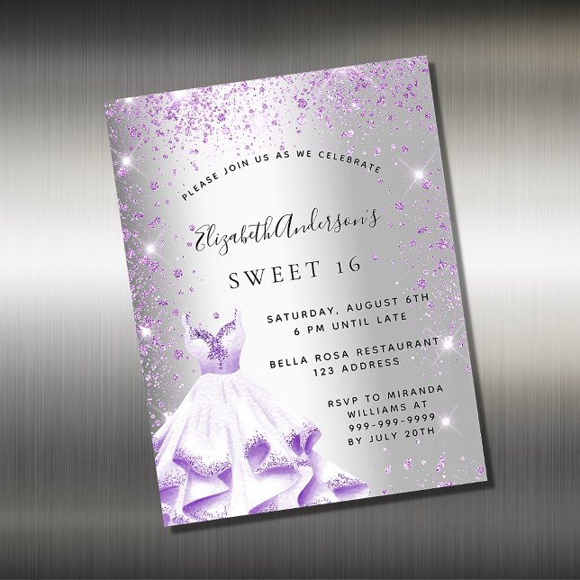 Imán de invitación al vestido púrpura dulce 16 de  (Subido por el creador)