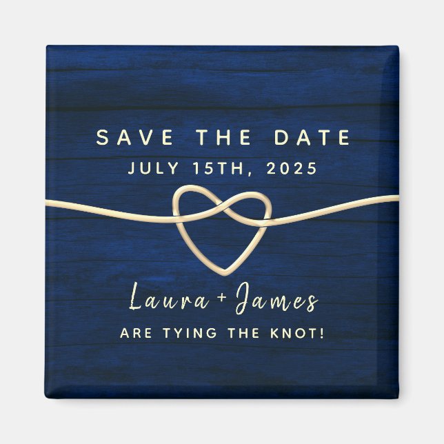 Imán de invitación de boda azul marino para guarda (Frente)