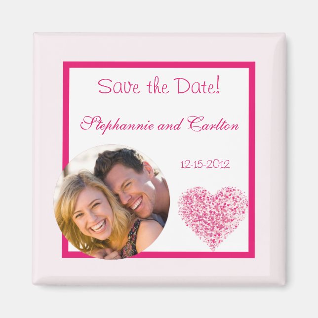 Imán de Invitación de Boda de corazón rosa claro (Frente)