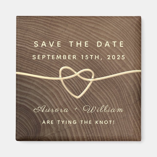 Imán de invitación de boda de madera rústica para  (Frente)