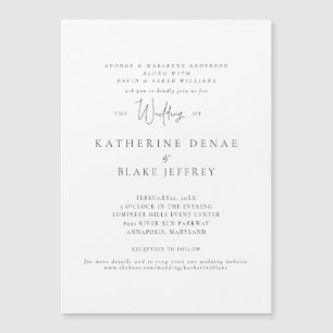 Imán de Invitación de Boda Elegante Gracia Blanca